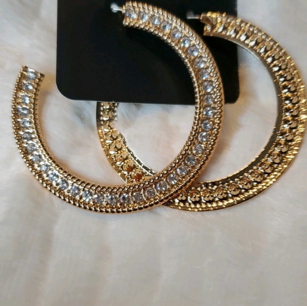 Gold Post Hoop Earrings